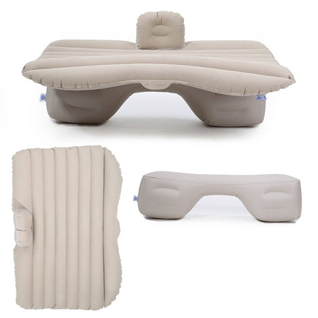 SOGA 2X Inflatable Car Mattress Portable Travel Camping Air Bed Rest Sleeping Bed Beige - Cafe Supply