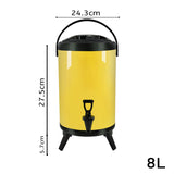 SOGA 4X 8L Stainless Steel Insulated Milk Tea Barrel Hot and Cold Beverage Dispenser Container with Faucet Yellow - Cafe Supply