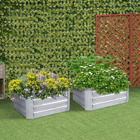 SOGA 2X 90cm Square Galvanised Raised Garden Bed Vegetable Herb Flower Outdoor Planter Box - Cafe Supply