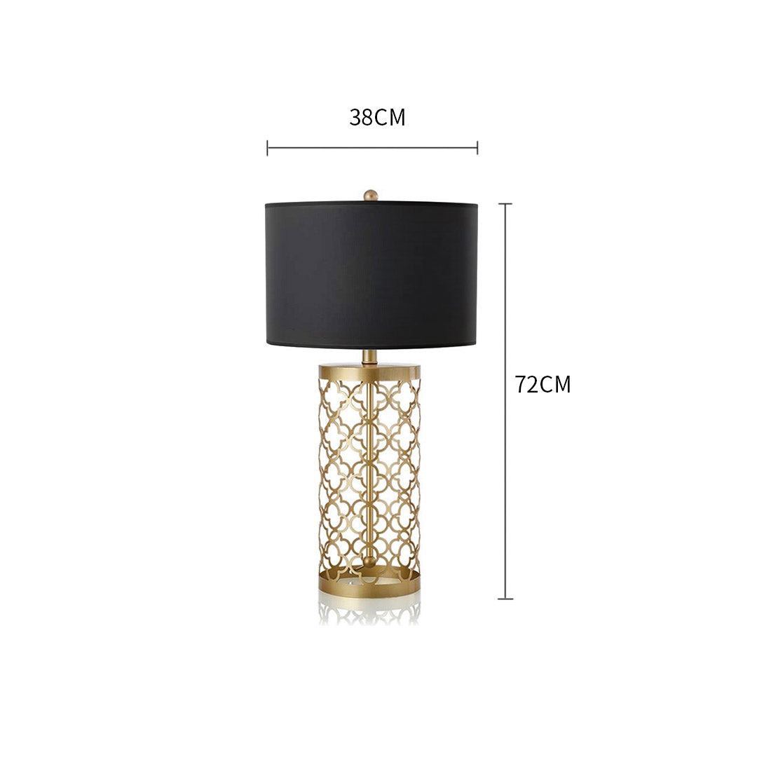 SOGA 2X Golden Hollowed Out Base Table Lamp with Dark Shade - Cafe Supply