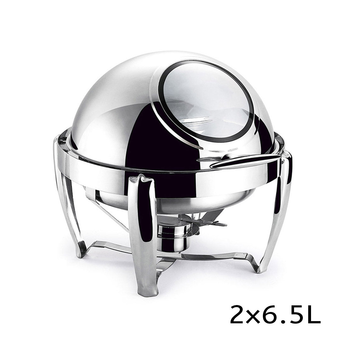 SOGA 6.5L Stainless Steel Round Soup Tureen Bowl Station Roll Top Buffet Chafing Dish Catering Chafer Food Warmer Server - Cafe Supply
