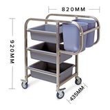 SOGA 2X 3 Tier Food Trolley Food Waste Cart Five Buckets Kitchen Food Utility 82x43x92cm Square - Cafe Supply