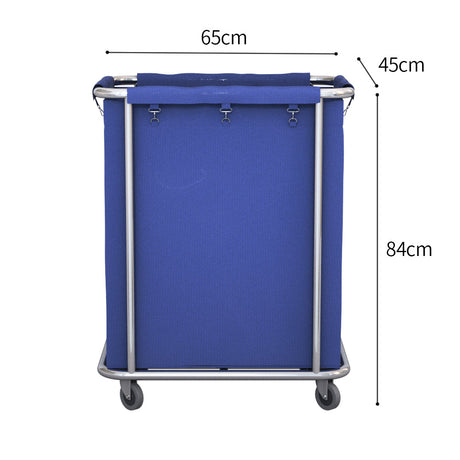 SOGA 2X Stainless Steel Commercial Square Soiled Linen Laundry Trolley Cart with Wheels Blue - Cafe Supply