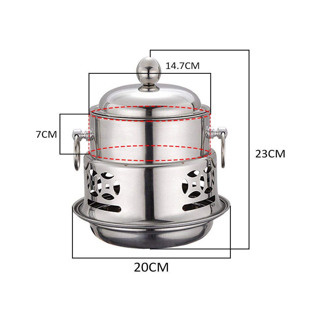 SOGA Stainless Steel Mini Asian Buffet Hot Pot Single Person Shabu Alcohol Stove Burner with Lid - Cafe Supply