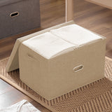 SOGA 2X Beige Small Foldable Canvas Storage Box Cube Clothes Basket Organiser Home Decorative Box - Cafe Supply