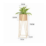 SOGA 2X 70cm Gold Metal Plant Stand with Gold Flower Pot Holder Corner Shelving Rack Indoor Display - Cafe Supply
