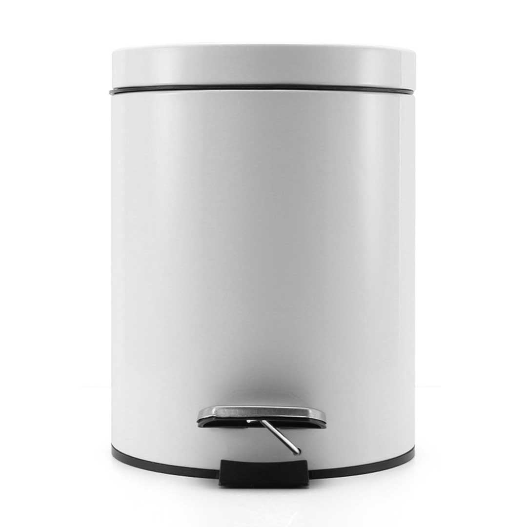SOGA 2X 12L Foot Pedal Stainless Steel Rubbish Recycling Garbage Waste Trash Bin Round White - Cafe Supply