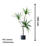 SOGA 4X 180cm Green Artificial Indoor Brazlian Iron Tree Fake Plant Decorative 3 Heads - Cafe Supply