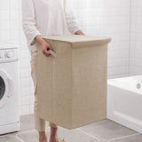 SOGA 2X Beige Medium Collapsible Laundry Hamper Storage Box Foldable Canvas Basket Home Organiser Decor - Cafe Supply