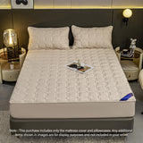 SOGA 2X Beige 153cm Wide Mattress Cover Thick Quilted Stretchable Bed Spread Sheet Protector with Pillow Covers - Cafe Supply