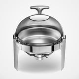 SOGA 6L Round Chafing Stainless Steel Food Warmer with Glass Roll Top - Cafe Supply
