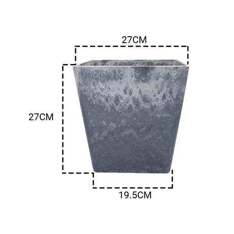SOGA 27cm Weathered Grey Square Resin Plant Flower Pot in Cement Pattern Planter Cachepot for Indoor Home Office - Cafe Supply