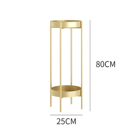 SOGA 2X 2 Layer 80cm Gold Metal Plant Stand Flower Pot Holder Corner Shelving Rack Indoor Display - Cafe Supply