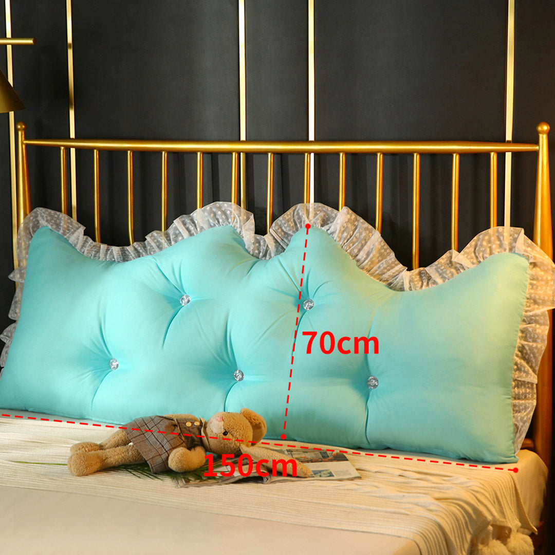 SOGA 4X 150cm Light Blue Princess Bed Pillow Headboard Backrest Bedside Tatami Sofa Cushion with Ruffle Lace Home Decor - Cafe Supply