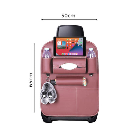 SOGA 2X PVC Leather Car Back Seat Storage Bag Multi-Pocket Organizer Backseat and iPad Mini Holder Coffee - Cafe Supply