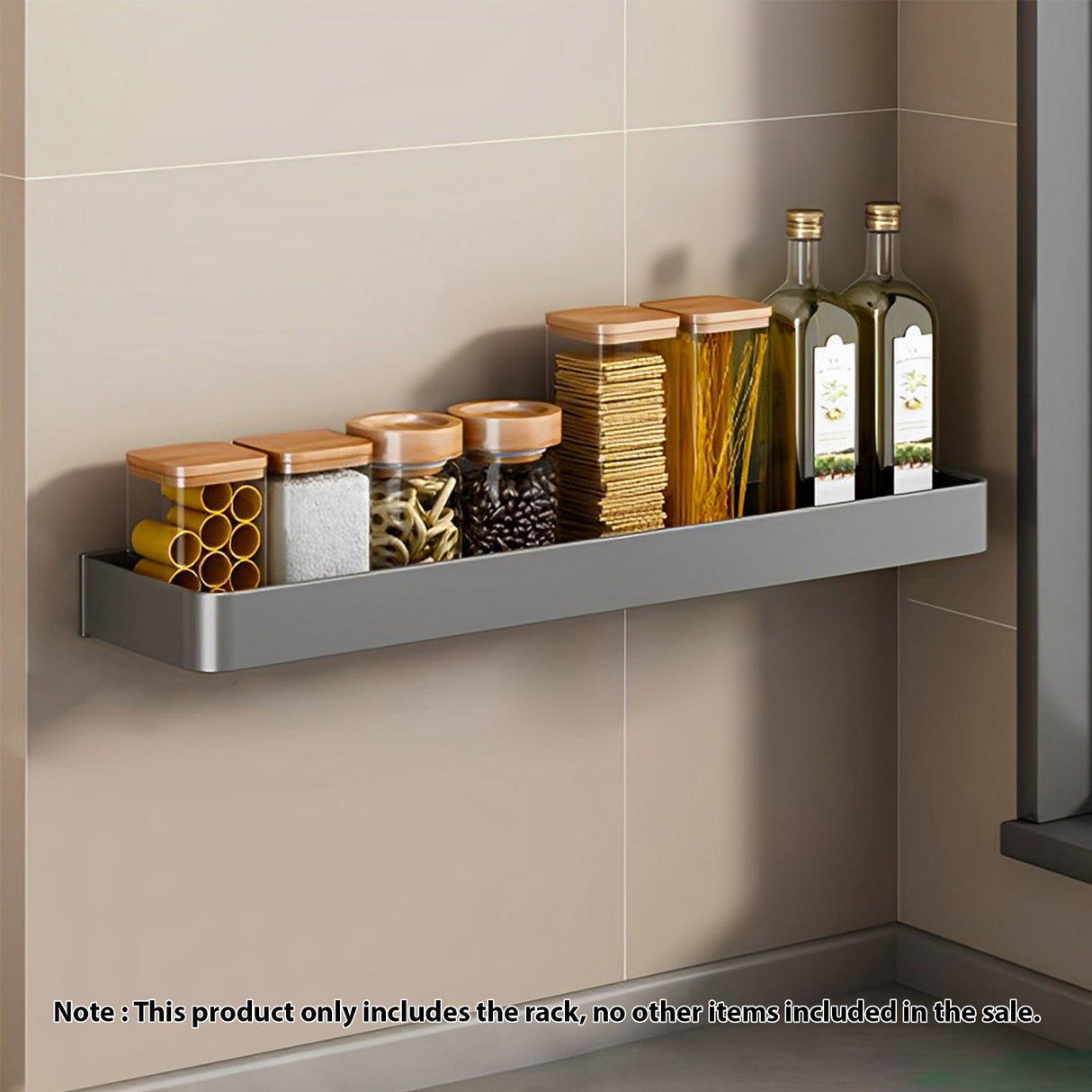 SOGA 2X 32cm Black Wall-Mounted Rectangular Kitchen Spice Storage Organiser Space Saving Condiments Shelf Rack - Cafe Supply
