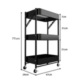 SOGA 2X 3 Tier Steel Black Foldable Kitchen Cart Multi-Functional Shelves Portable Storage Organizer with Wheels - Cafe Supply