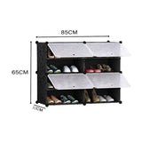 SOGA 4 Tier 2 Column Shoe Rack Organizer Sneaker Footwear Storage Stackable Stand Cabinet Portable Wardrobe with Cover - Cafe Supply