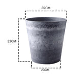 SOGA 2X 32cm Weathered Grey Round Resin Plant Flower Pot in Cement Pattern Planter Cachepot for Indoor Home Office - Cafe Supply