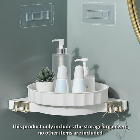 SOGA 2X White 360 Degree Wall-Mounted Rotating Bathroom Organiser Corner Vanity Rack Toilet Adhesive Storage Shelf - Cafe Supply