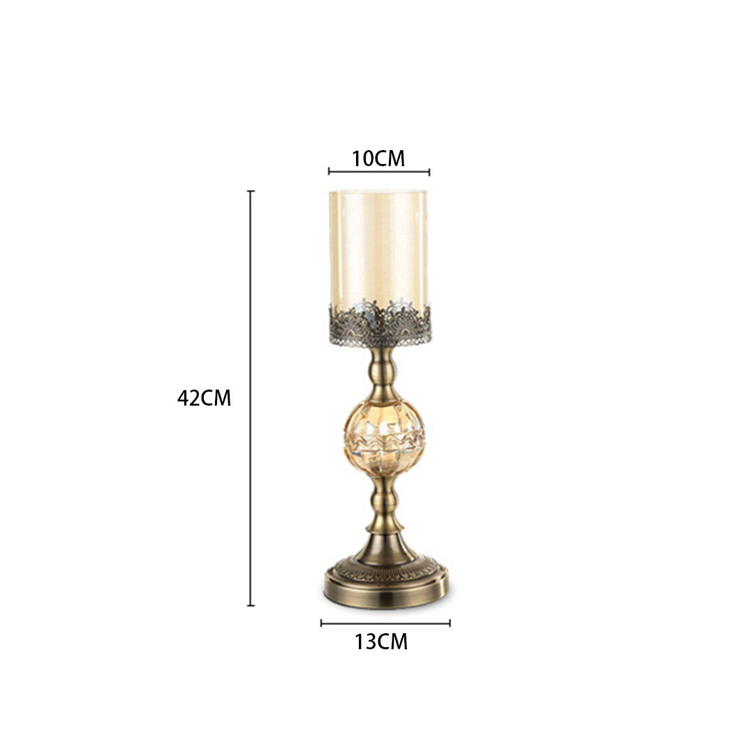 SOGA 42cm Glass Candle Holder Candle Stand Glass/Metal - Cafe Supply