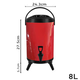 SOGA 4X 8L Stainless Steel Insulated Milk Tea Barrel Hot and Cold Beverage Dispenser Container with Faucet Red - Cafe Supply