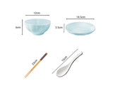 SOGA Light Blue Japanese Style Ceramic Dinnerware Crockery Soup Bowl Plate Server Kitchen Home Decor Set of 10 - Cafe Supply