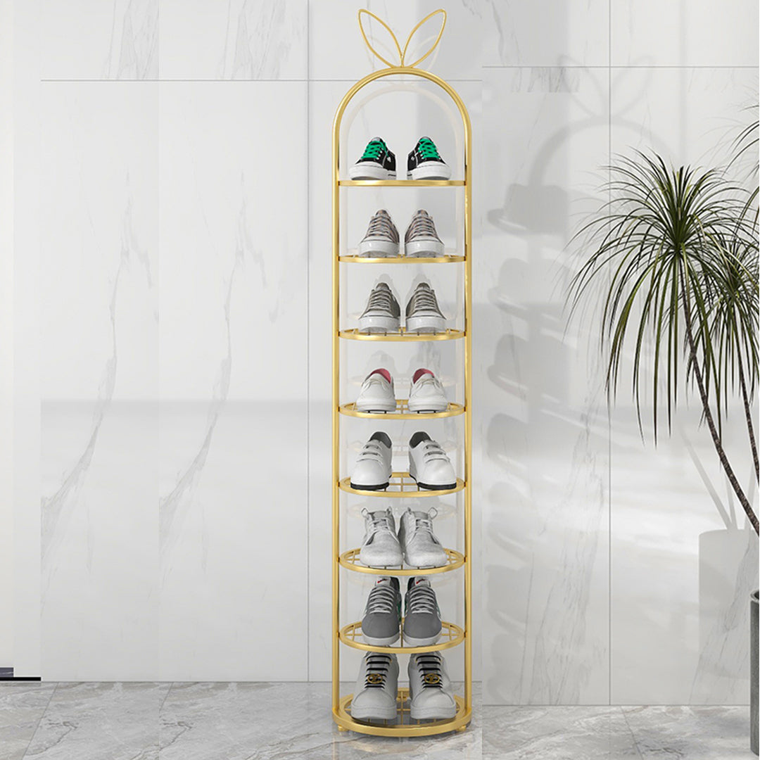 SOGA 2X 7 Tier Bunny Ears Shape  Gold Plated Metal Shoe Organizer Space Saving Portable Footwear Storage Shelf - Cafe Supply