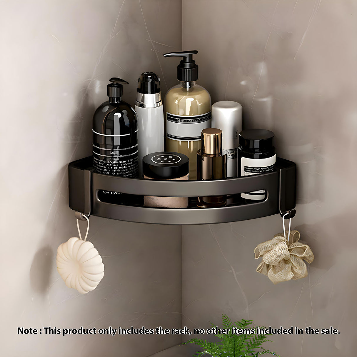 SOGA Black Wall-Mounted Triangular Bathroom Storage Corner Vanity Organiser Space Saving Adhesive Shelf Rack with Hooks - Cafe Supply