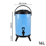 SOGA 2X 16L Stainless Steel Insulated Milk Tea Barrel Hot and Cold Beverage Dispenser Container with Faucet Blue - Cafe Supply