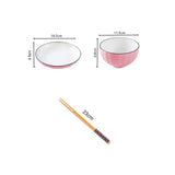 SOGA Pink Japanese Style Ceramic Dinnerware Crockery Soup Bowl Plate Server Kitchen Home Decor Set of 10 - Cafe Supply
