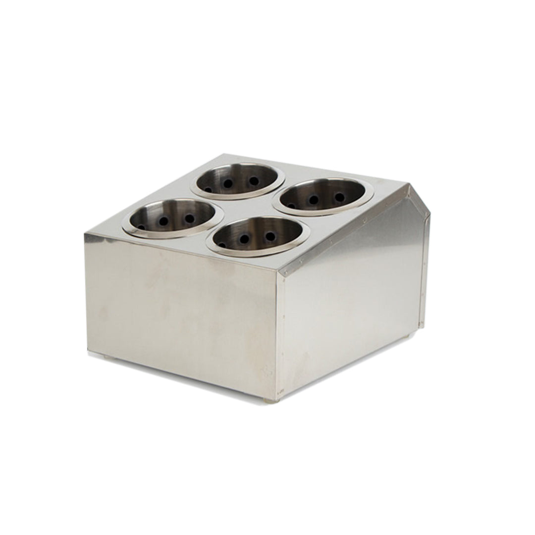 SOGA 2X 18/10 Stainless Steel Commercial Conical Utensils Square Cutlery Holder with 4 Holes - Cafe Supply