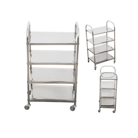 SOGA 2X 4 Tier 950x500x1220 Stainless Steel Kitchen Dining Food Cart Trolley Utility - Cafe Supply
