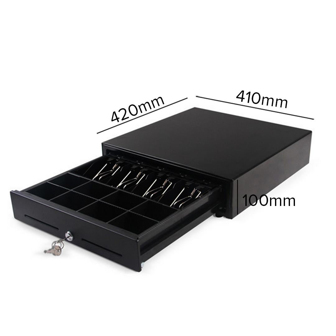 SOGA Black Heavy Duty Cash Drawer Electronic 4 Bills 8 Coins Cheque Slot Tray Pos 410 - Cafe Supply