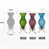SOGA 67cm Purple Glass Tall Floor Vase with Metal Flower Stand - Cafe Supply