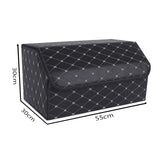 SOGA 4X Leather Car Boot Collapsible Foldable Trunk Cargo Organizer Portable Storage Box Black/Gold Stitch Large - Cafe Supply