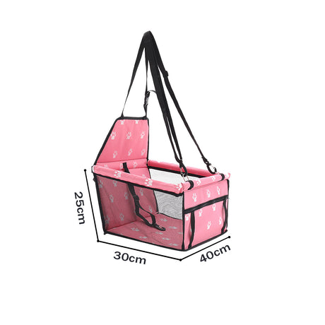 SOGA 2X Waterproof Pet Booster Car Seat Breathable Mesh Safety Travel Portable Dog Carrier Bag Pink - Cafe Supply
