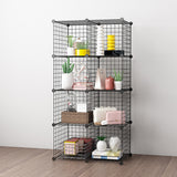 SOGA 2X Black Portable 8-Cube Storage Organiser Foldable DIY Modular Grid Space Saving Shelf - Cafe Supply