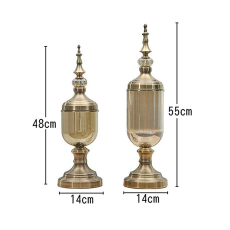 SOGA 2X Clear Glass Flower Vase with Lid and Transparent Filler Vase Bronze Set - Cafe Supply