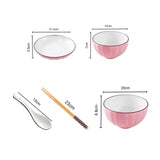 SOGA Pink Japanese Style Ceramic Dinnerware Crockery Soup Bowl Plate Server Kitchen Home Decor Set of 10 - Cafe Supply