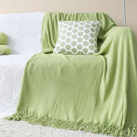 SOGA 2X Green Acrylic Knitted Throw Blanket Solid Fringed Warm Cozy Woven Cover Couch Bed Sofa Home Decor - Cafe Supply