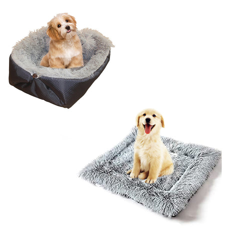 SOGA 2X Black Dual-purpose Cushion Nest Cat Dog Bed Warm Plush Kennel Mat Pet Home Travel Essentials - Cafe Supply