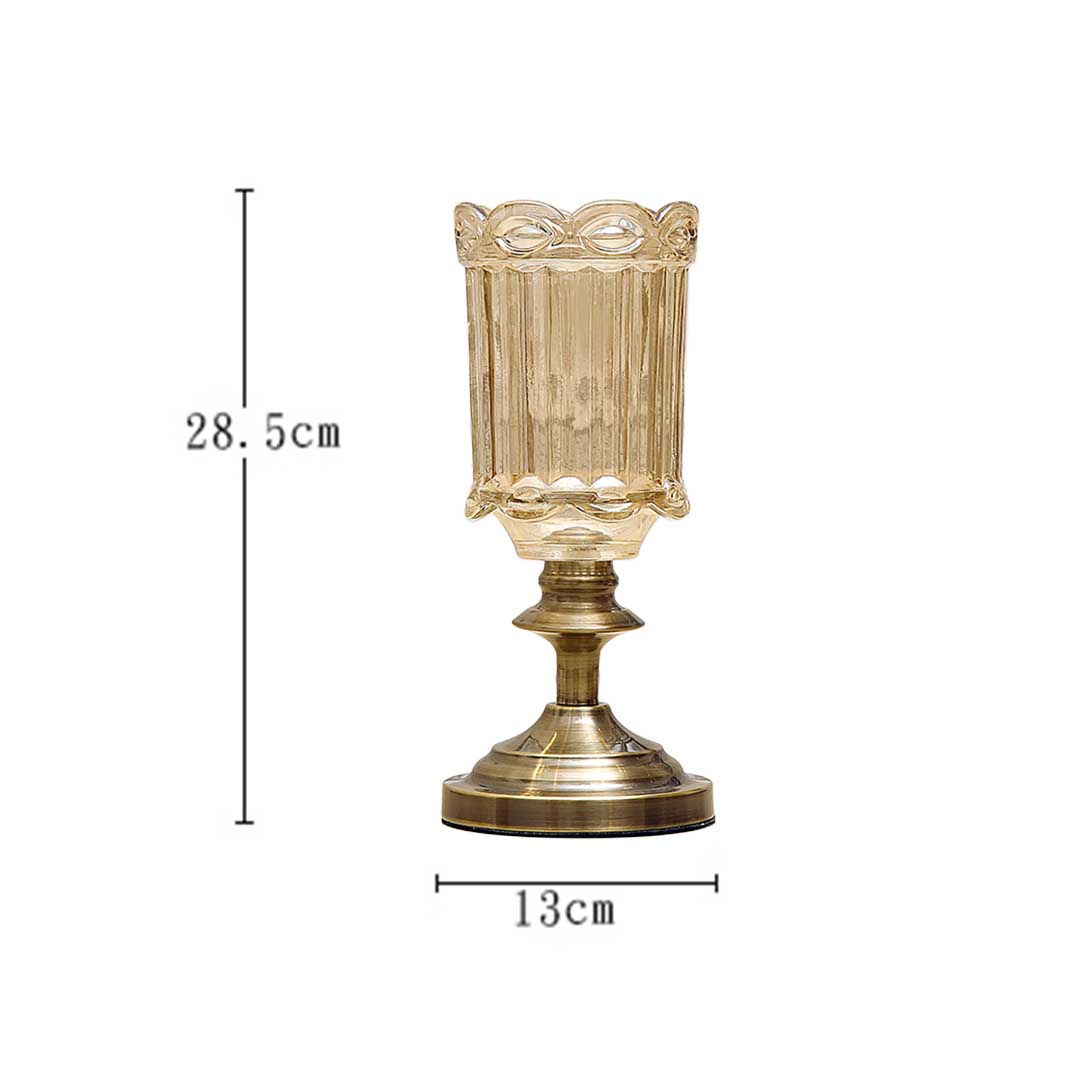 SOGA 2X 28cm Transparent Glass Flower Vase with Metal Base Filler Vase - Cafe Supply