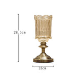 SOGA 2X 28cm Transparent Glass Flower Vase with Metal Base Filler Vase - Cafe Supply