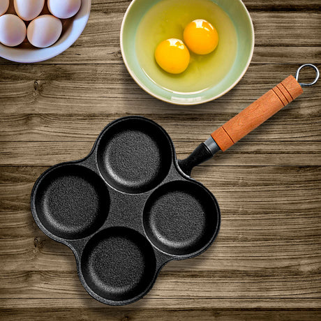 SOGA 2X 4 Mold Multi-Portion Cast Iron Breakfast Fried Egg Pancake Omelet Fry Pan - Cafe Supply
