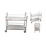 SOGA 2X 2 Tier 95x50x95cm Stainless Steel Drink Wine Food Utility Cart Large - Cafe Supply