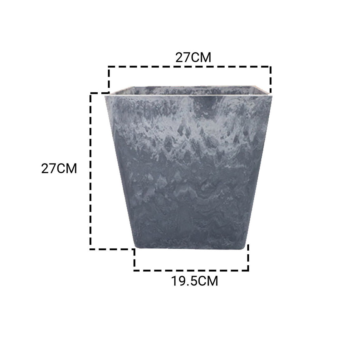 SOGA 2X 27cm Weathered Grey Square Resin Plant Flower Pot in Cement Pattern Planter Cachepot for Indoor Home Office - Cafe Supply