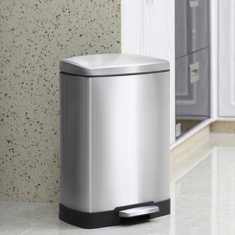 SOGA 4X Foot Pedal Stainless Steel Rubbish Recycling Garbage Waste Trash Bin Rectangular Shape 12L Silver - Cafe Supply