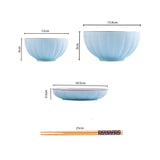 SOGA Blue Japanese Style Ceramic Dinnerware Crockery Soup Bowl Plate Server Kitchen Home Decor Set of 12 - Cafe Supply