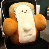 SOGA 2X 48cm Smiley Face Toast Bread Cushion Stuffed Car Seat Plush Cartoon Back Support Pillow Home Decor - Cafe Supply